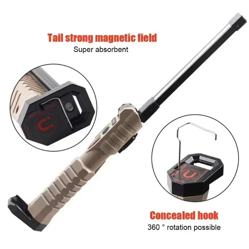 Linterna LED de trabajo plegable COB XPE, linterna de mano con batería integrada, lámpara de inspección de coche de emergencia, estroboscópica SOS roja