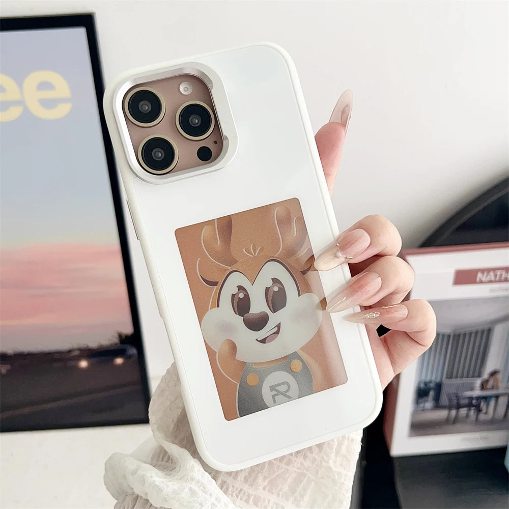 Nueva Funda Digital con pantalla de E ink de 4,0 pulgadas para iPhone 16 16e 15 14 13pro max NFC foto personalizada Funda trasera móvil con soporte