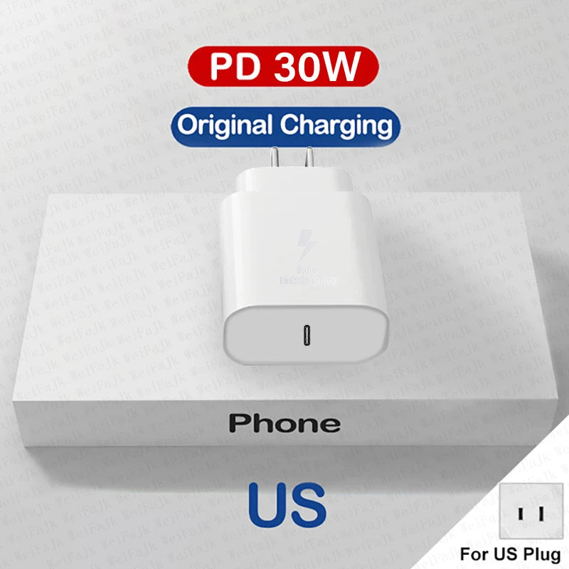 For Apple Original 30W Type C Quick Charger For iPhone 16 15 14 13 12 11 Pro Max Mini X XS XR 8 Plus Fast Charging Charge Cable