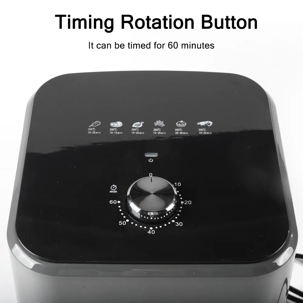 Freidoras de aire eléctricas de 4/5/6/7/10/12L, cocina doméstica automática sin aceite 360 ° Horno de convección para hornear freidora sin aceite