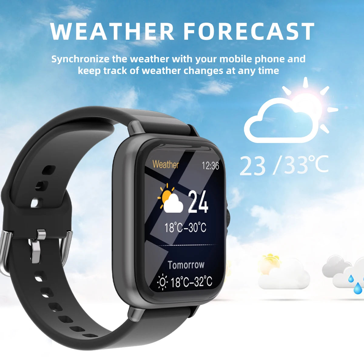 Reloj inteligente resistente al agua de 1,83 pulgadas con mensaje, respuesta a llamadas, monitoreo del sueño, podómetro deportivo, alertas de información para iPhone y Android