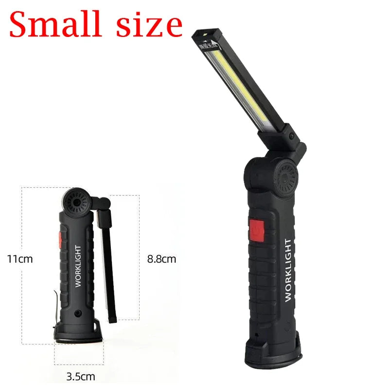 Linterna LED de trabajo plegable COB XPE, linterna de mano con batería integrada, lámpara de inspección de coche de emergencia, estroboscópica SOS roja