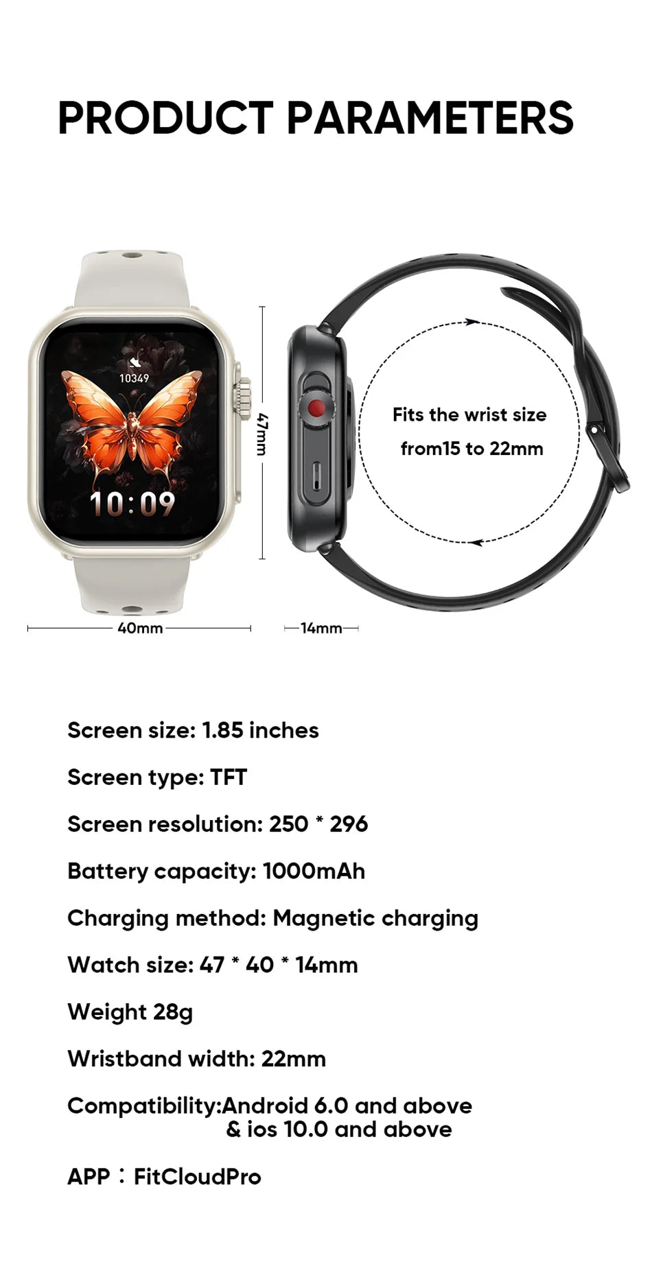 Reloj Inteligente Ultra 2 1000 mAh reloj inteligente hombres mujeres 1,85 pulgadas HD pantalla completamente táctil IP68 impermeable Bluetooth llamada Smartwatch