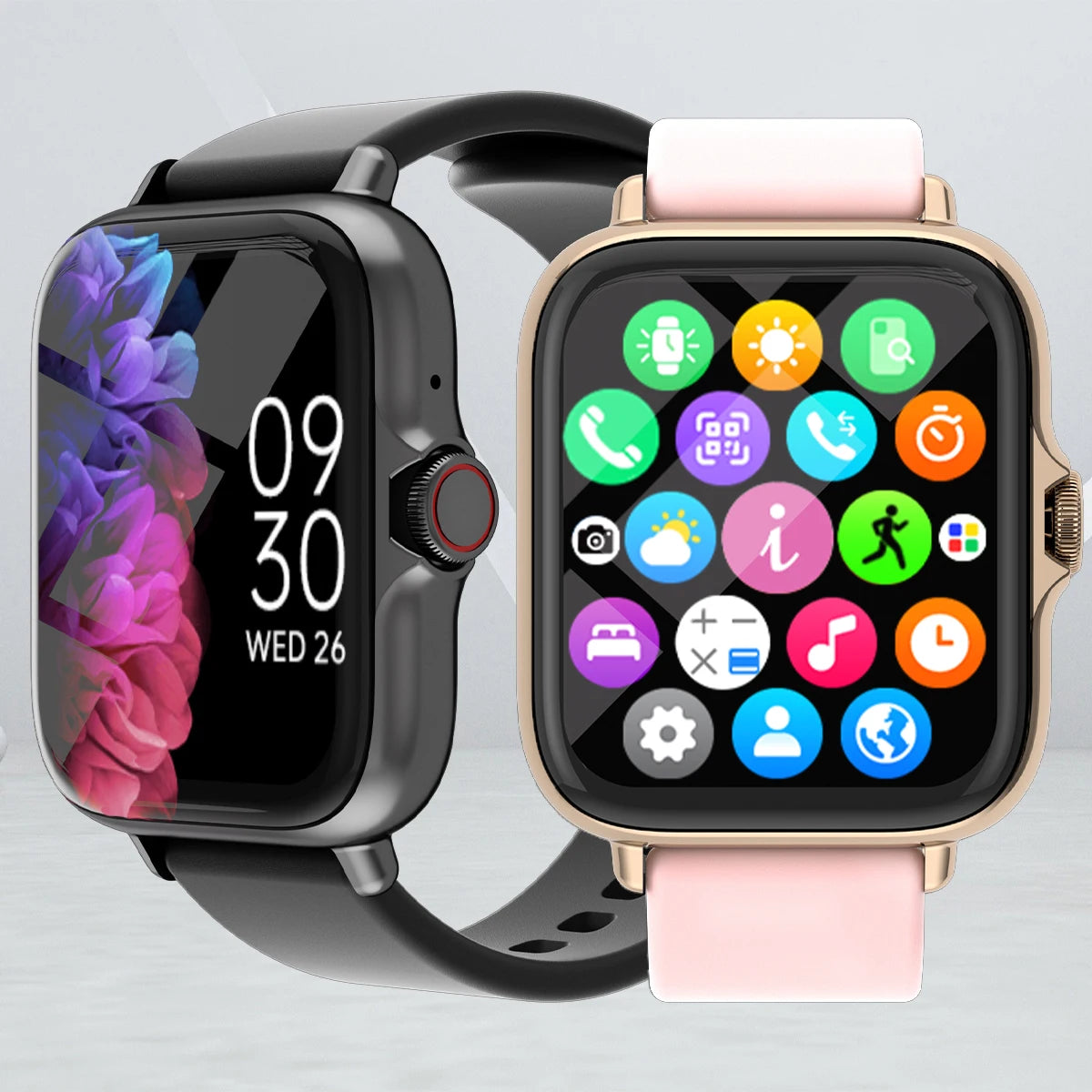 Reloj inteligente resistente al agua de 1,83 pulgadas con mensaje, respuesta a llamadas, monitoreo del sueño, podómetro deportivo, alertas de información para iPhone y Android