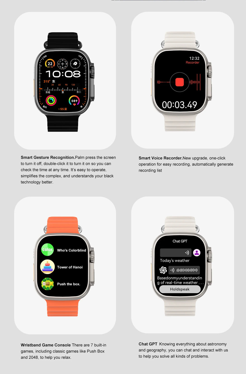 DT Ultra 3 Smartwatch pantalla Amoled 4GB reproductor MP3 MP4 Bluetooth red compartido aplicación tienda ChatGPT reloj inteligente AI hombre Sportwatch