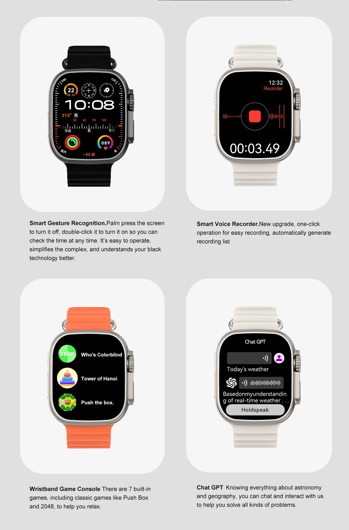 DT Ultra 3 Smartwatch pantalla Amoled 4GB reproductor MP3 MP4 Bluetooth red compartido aplicación tienda ChatGPT reloj inteligente AI hombre Sportwatch