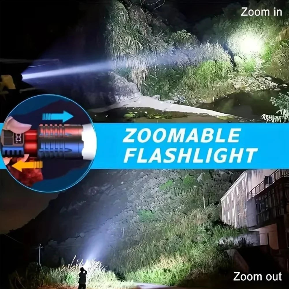 Linterna LED de alta potencia potente linterna COB recargable de TYPE-C con antorcha de luz lateral para acampar al aire libre senderismo