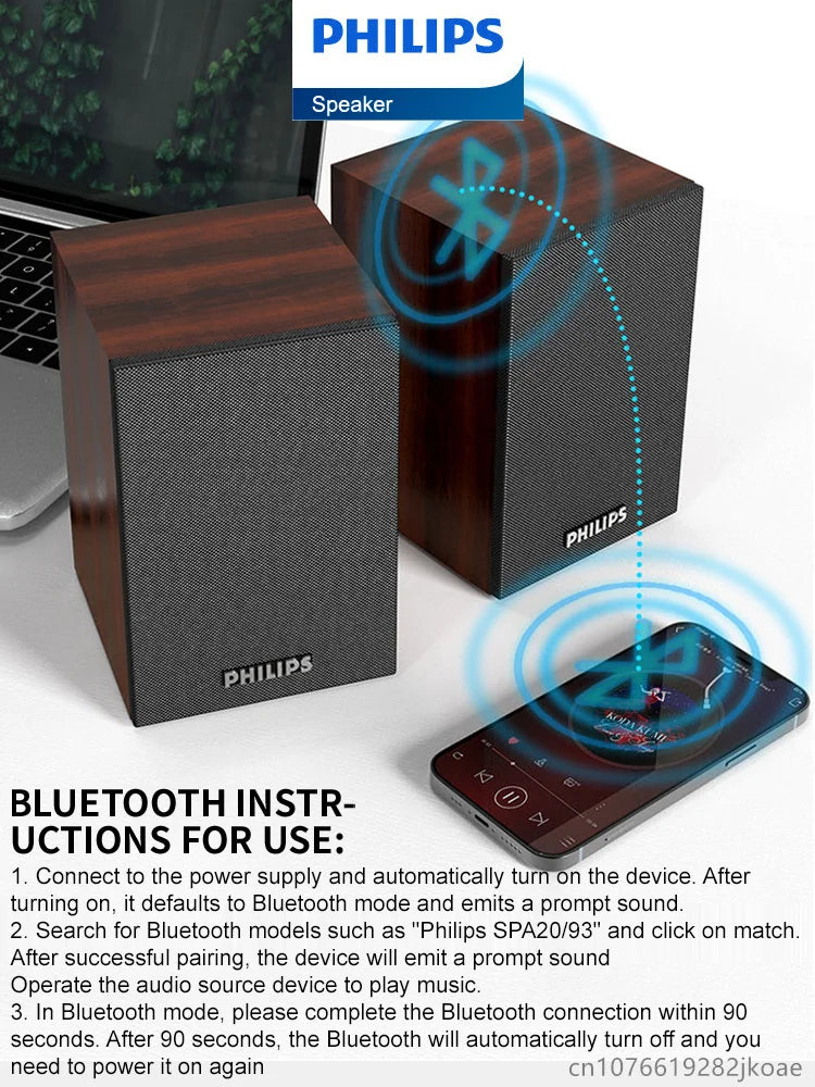 Philips SPA20 Altavoz Bluetooth con sonido envolvente de 360 grados Bluetooth Estéreo inalámbrico para computadora Macbook Laptop
