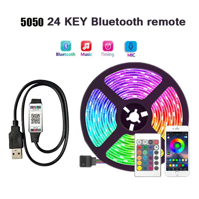 Tira de luces Led Usb 5V 5050, luz Led inteligente para pared, habitación, Bluetooth, Wifi, Alexa 15, 20 metros, cinta Rgb, retroiluminación de Tv, cinta Led, Luces