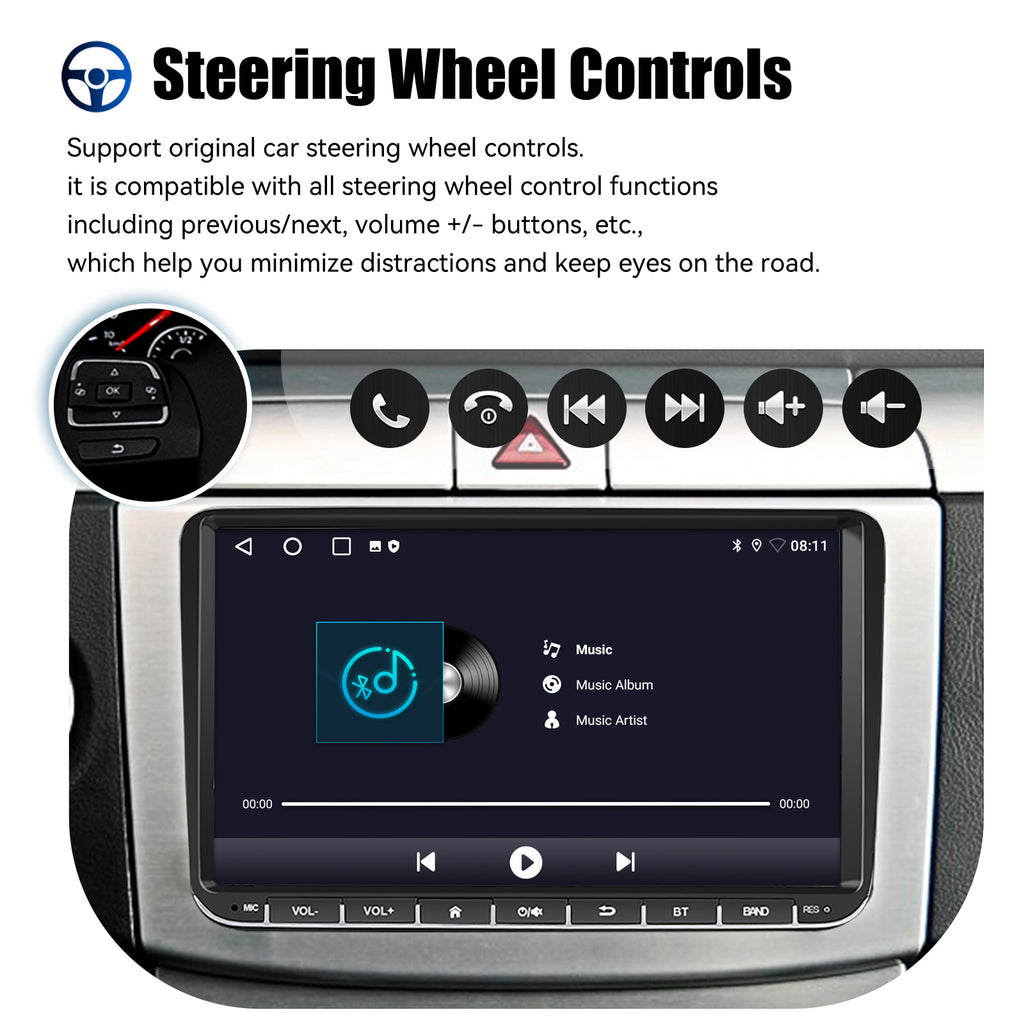 ESSGOO 9" Android 14 4G+64G Wireless Carplay Estéreo para Coche GPS NAVI WIFI RDS FM BT para VW Golf 5 6 Passat B6 B7 Polo 6R Touran Tiguan Caddy EOS Jetta T5 Seat Skoda