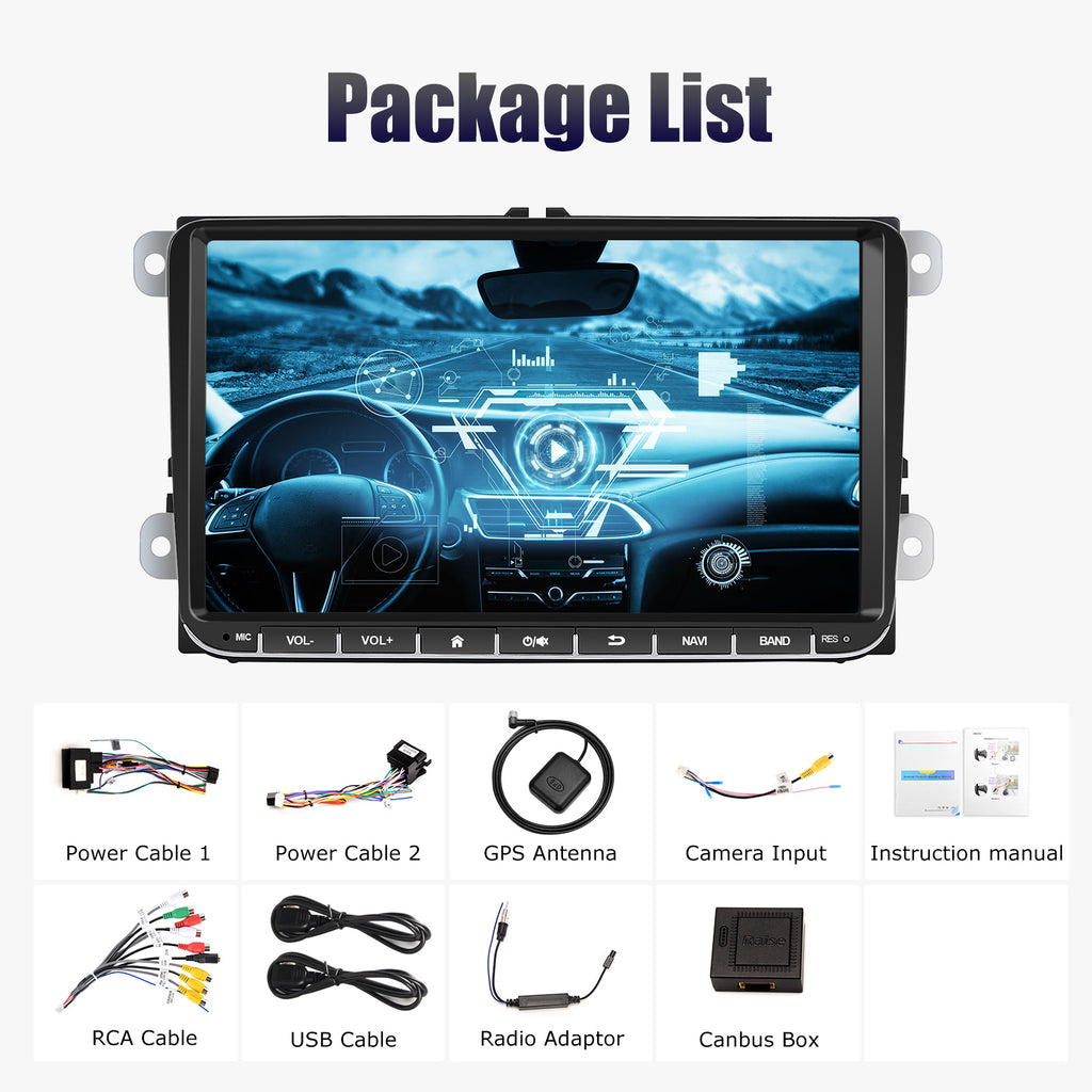 ESSGOO 9" Android 14 4G+64G Wireless Carplay Estéreo para Coche GPS NAVI WIFI RDS FM BT para VW Golf 5 6 Passat B6 B7 Polo 6R Touran Tiguan Caddy EOS Jetta T5 Seat Skoda